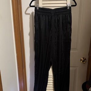Black Women's Satin Jogger Pants
